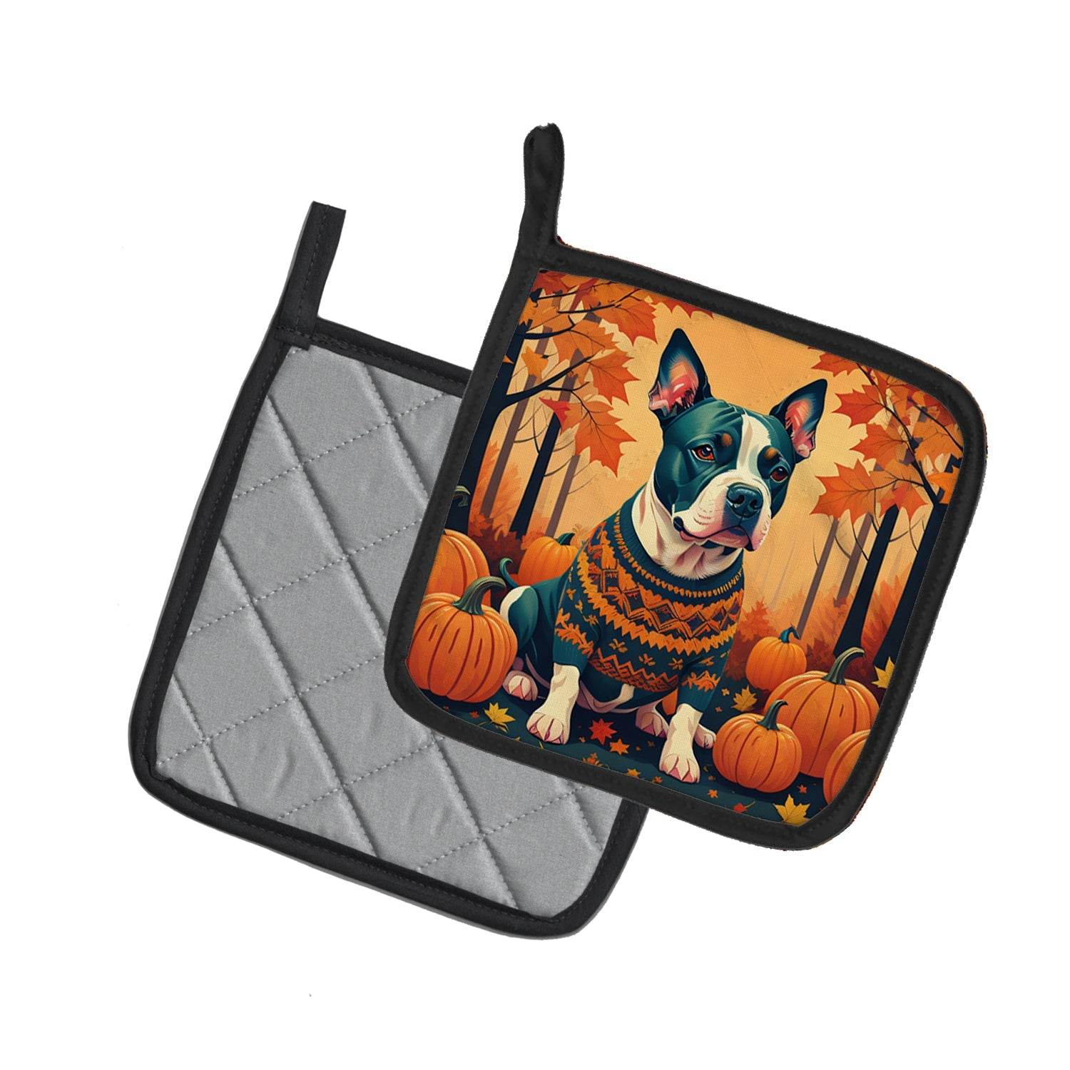 Pit Bull Terrier Fall Pair of Pot Holders - Loft&Timber