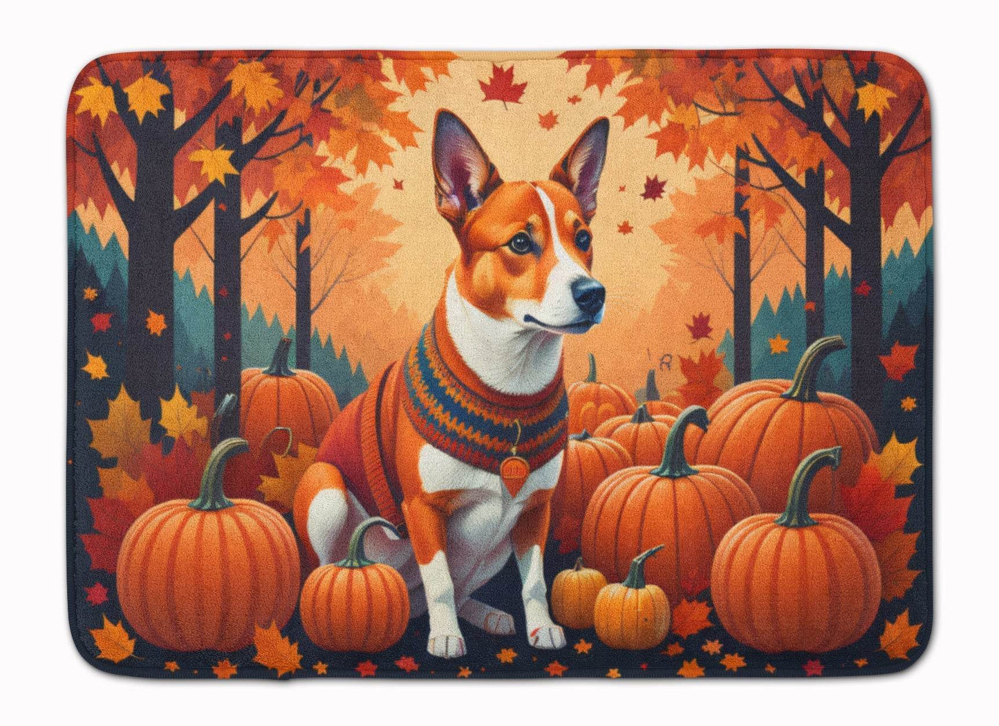 Red Basenji Fall Memory Foam Kitchen Mat - Loft&Timber
