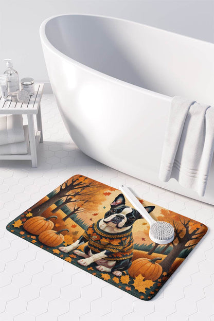 Boston Terrier Fall Memory Foam Kitchen Mat - Loft&Timber