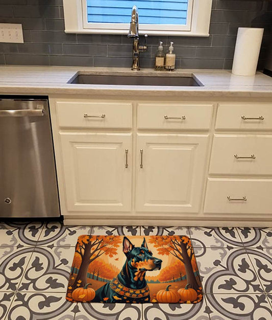 Doberman Pinscher Fall Memory Foam Kitchen Mat - Loft&Timber