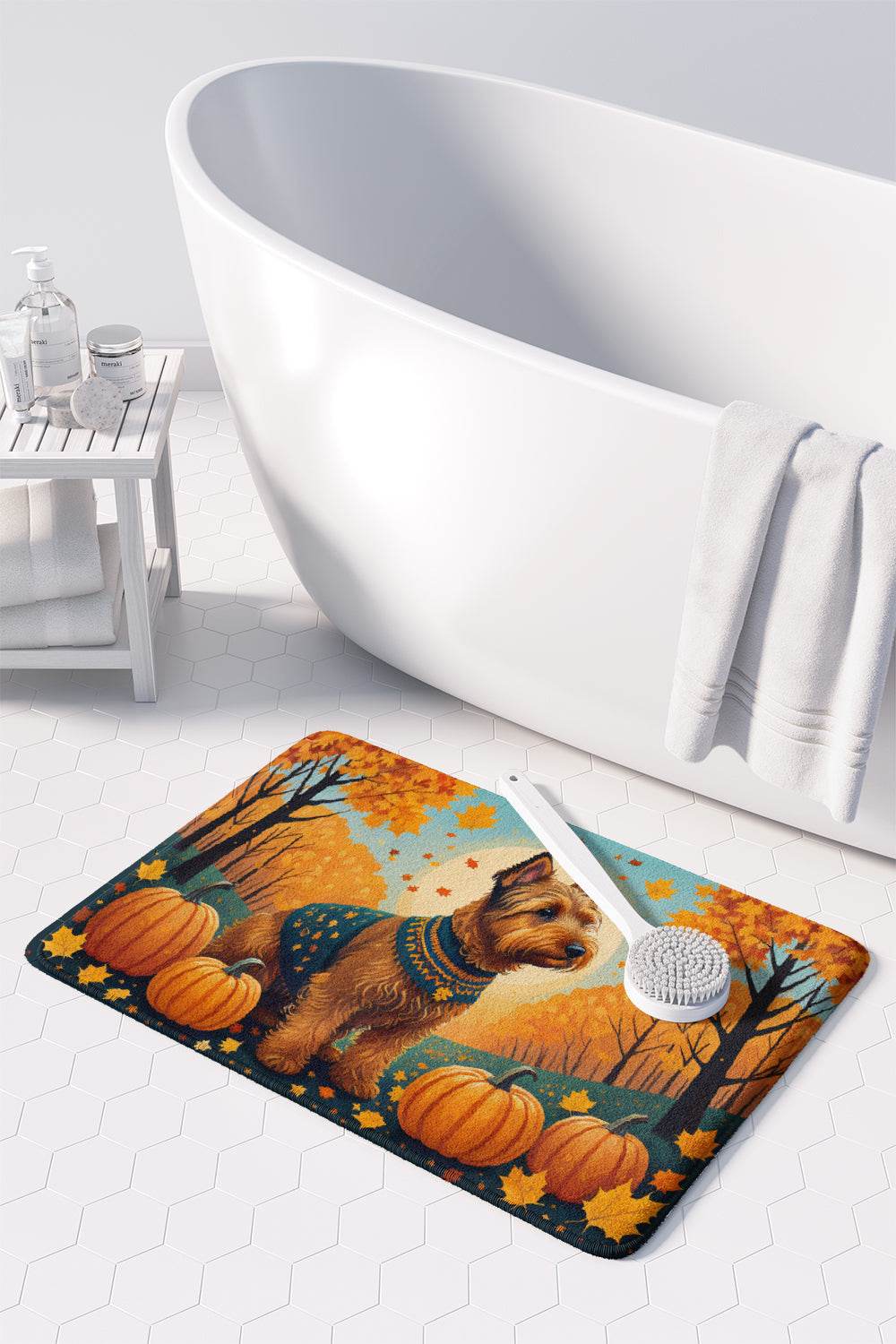 Welsh Terrier Fall Memory Foam Kitchen Mat - Loft&Timber