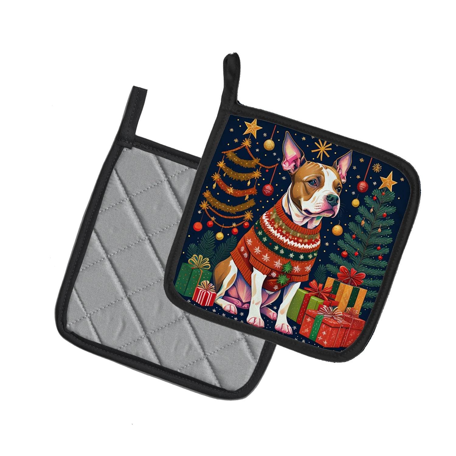 Pit Bull Terrier Christmas Pair of Pot Holders - Loft&Timber
