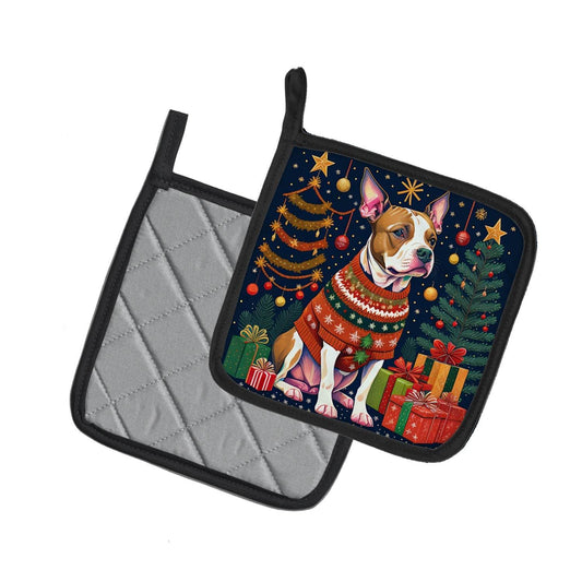 Pit Bull Terrier Christmas Pair of Pot Holders - Loft&Timber
