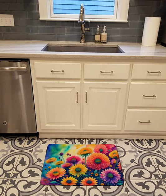 Chrysanthemums in Color Memory Foam Kitchen Mat - Loft&Timber