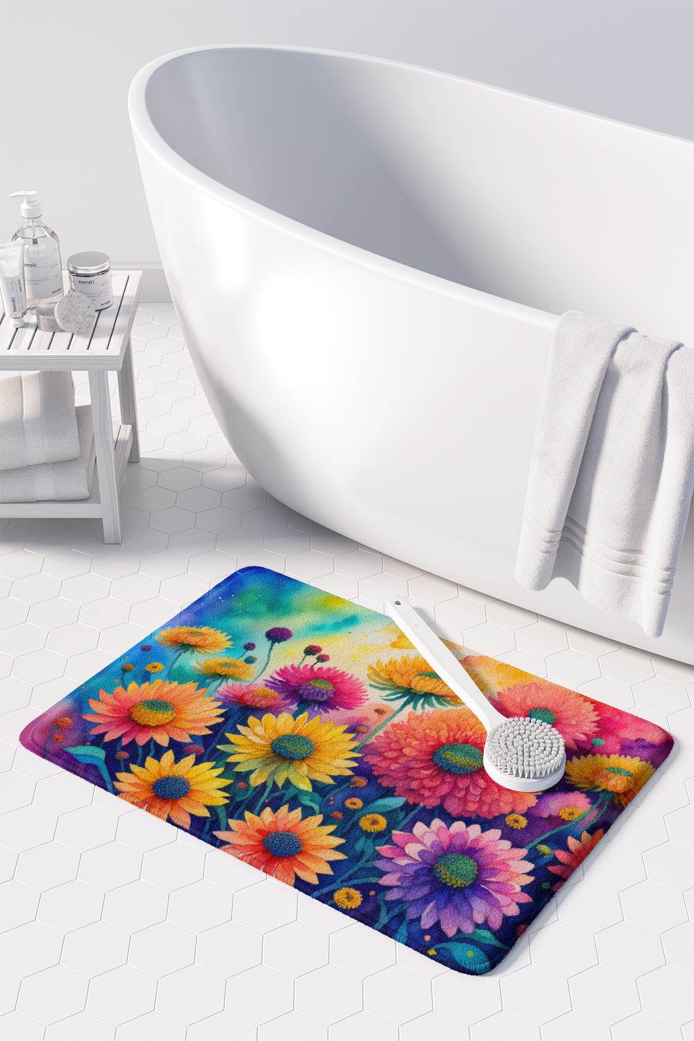 Chrysanthemums in Color Memory Foam Kitchen Mat - Loft&Timber