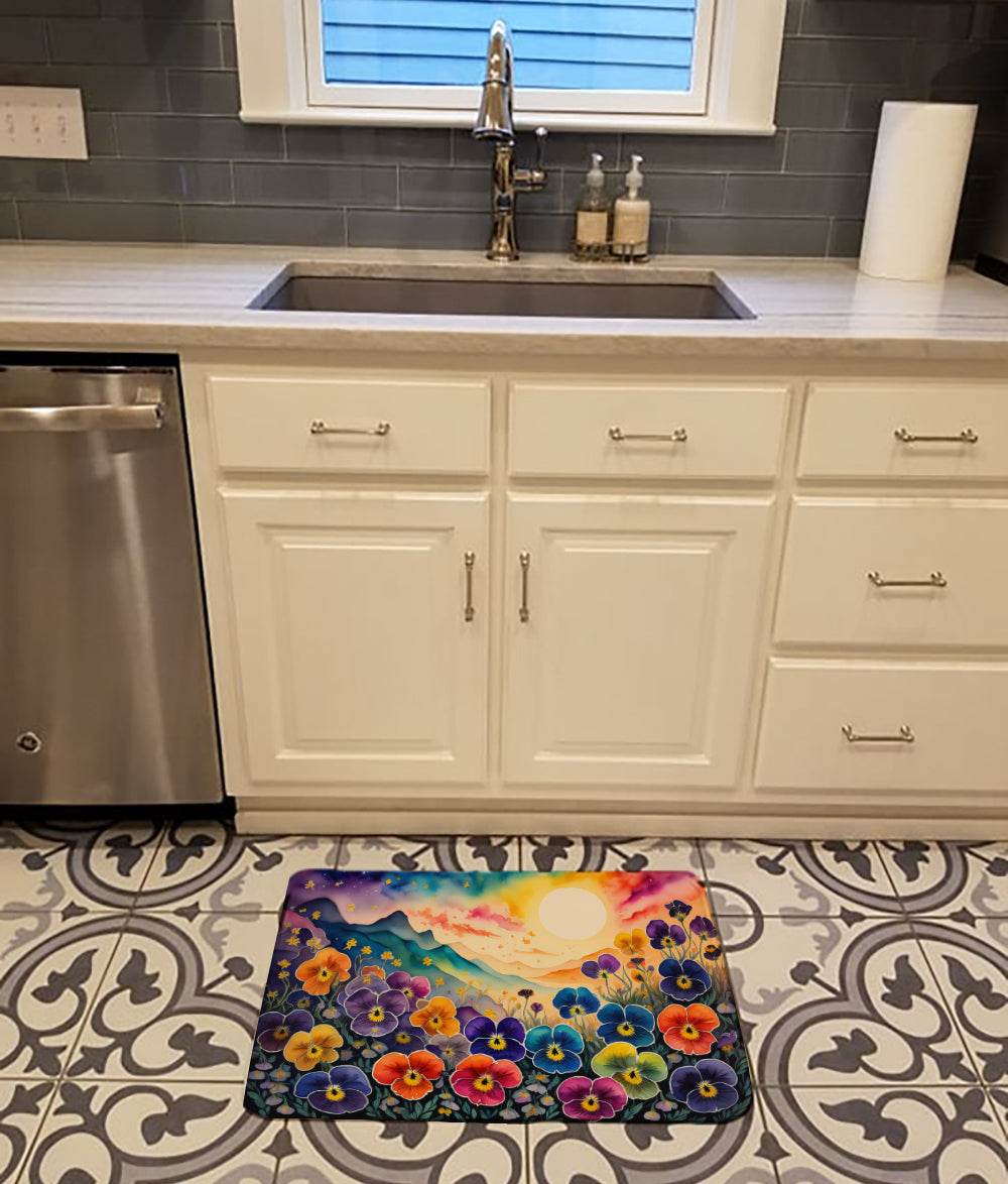 Pansies in Color Memory Foam Kitchen Mat - Loft&Timber