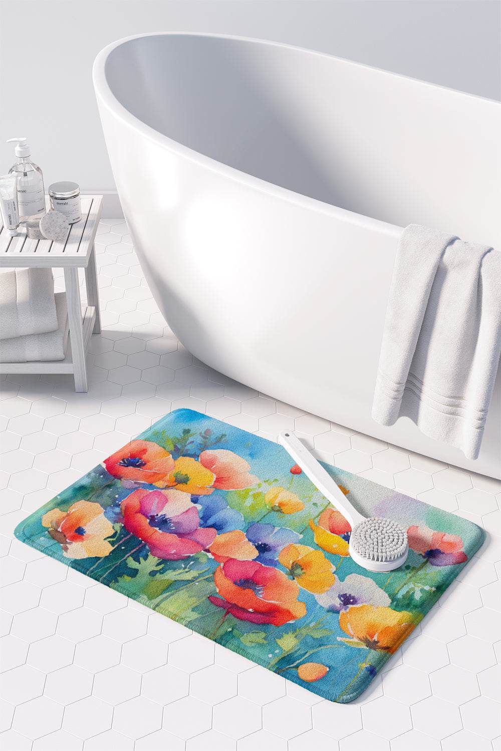 Anemones in Watercolor Memory Foam Kitchen Mat - Loft&Timber
