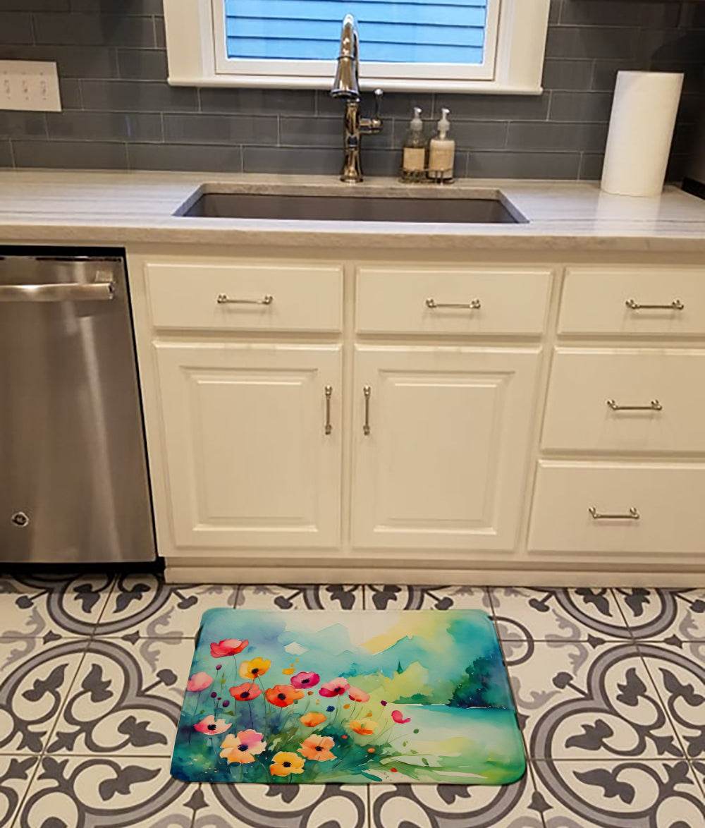 Anemones in Watercolor Memory Foam Kitchen Mat - Loft&Timber