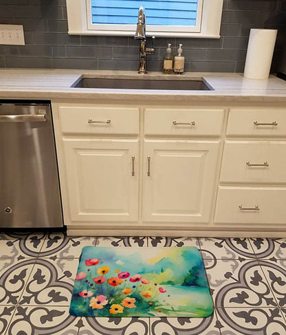 Anemones in Watercolor Memory Foam Kitchen Mat - Loft&Timber