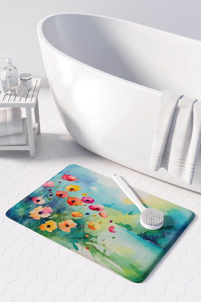 Anemones in Watercolor Memory Foam Kitchen Mat - Loft&Timber