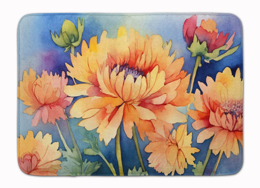 Chrysanthemums in Watercolor Memory Foam Kitchen Mat - Loft&Timber