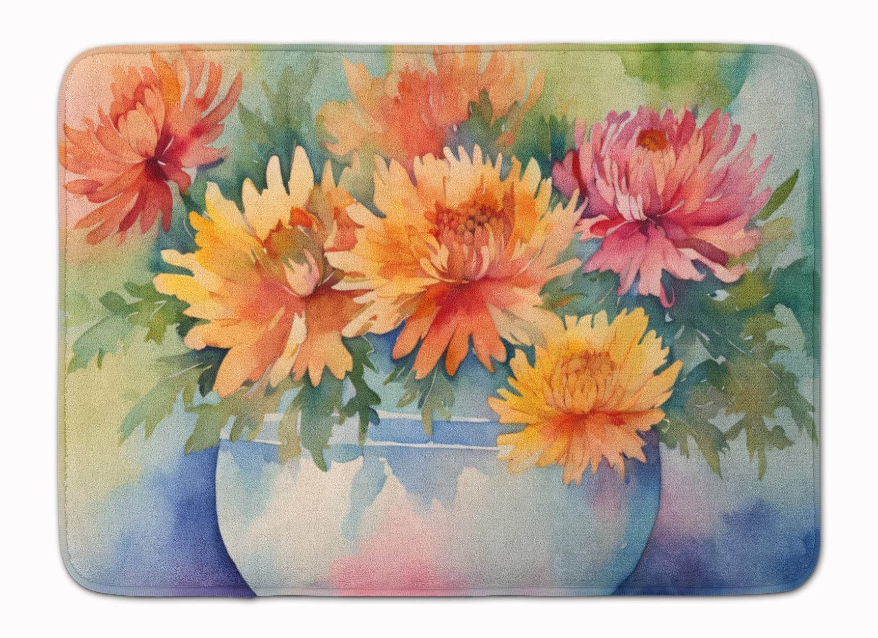 Chrysanthemums in Watercolor Memory Foam Kitchen Mat - Loft&Timber
