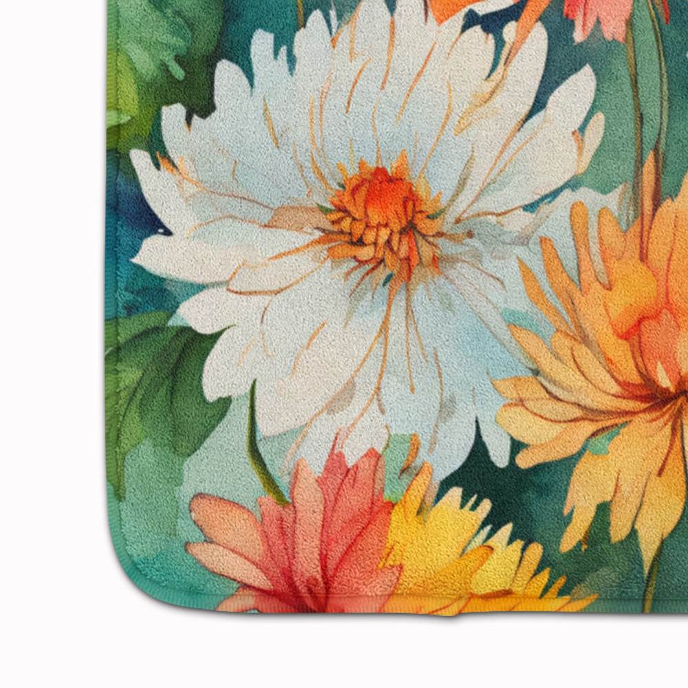 Chrysanthemums in Watercolor Memory Foam Kitchen Mat - Loft&Timber