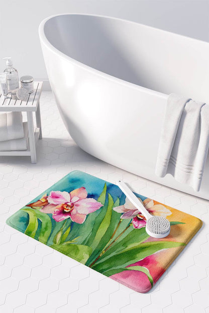 Orchids in Watercolor Memory Foam Kitchen Mat - Loft&Timber