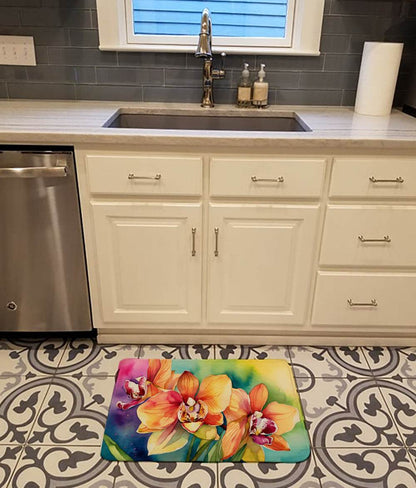 Orchids in Watercolor Memory Foam Kitchen Mat - Loft&Timber