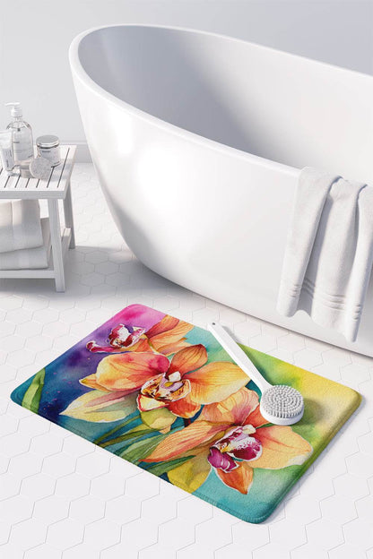 Orchids in Watercolor Memory Foam Kitchen Mat - Loft&Timber
