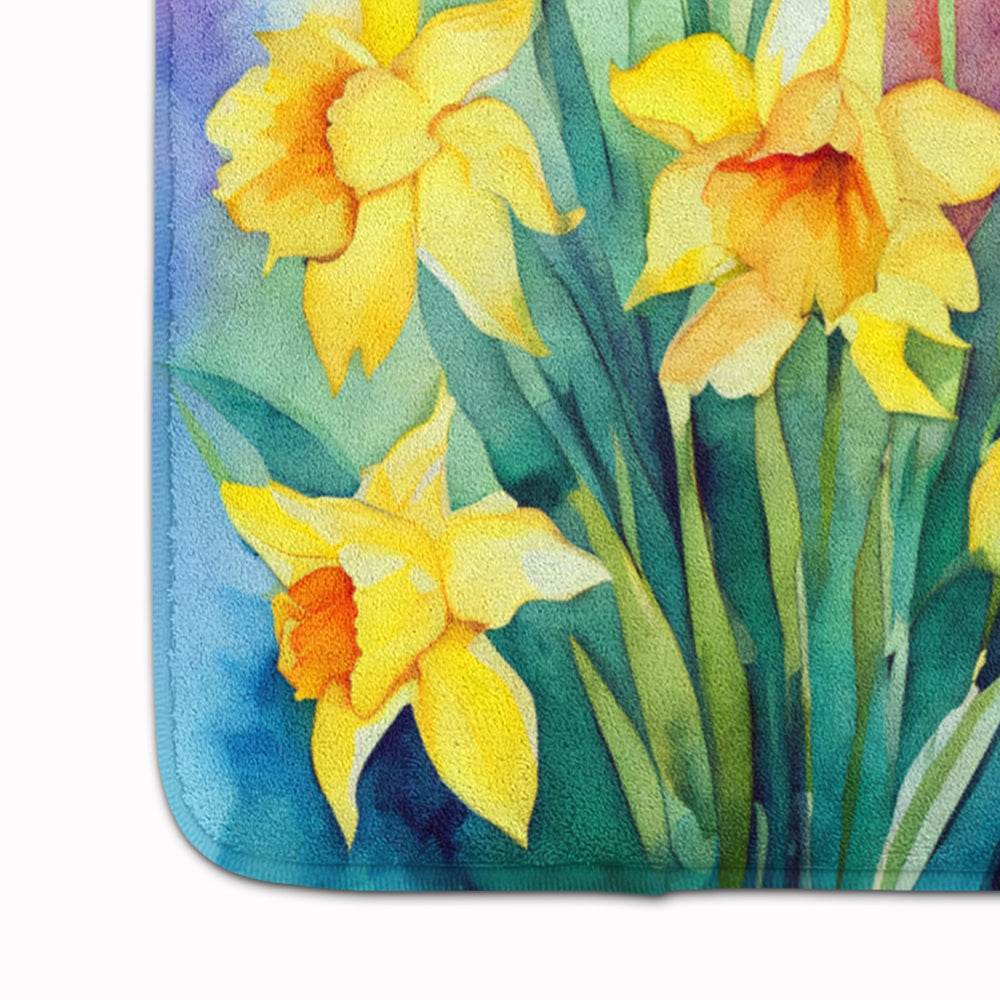 Daffodils in Watercolor Memory Foam Kitchen Mat - Loft&Timber