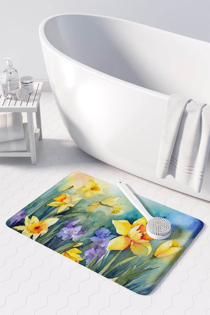 Daffodils in Watercolor Memory Foam Kitchen Mat - Loft&Timber