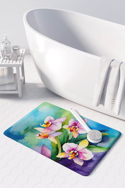 Orchids in Watercolor Memory Foam Kitchen Mat - Loft&Timber