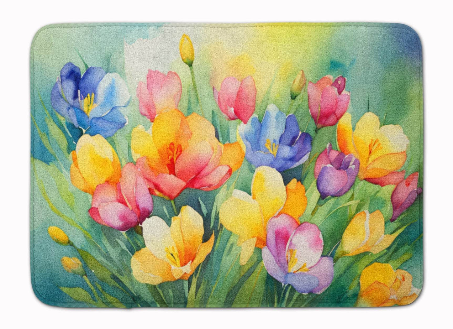Freesias in Watercolor Memory Foam Kitchen Mat - Loft&Timber