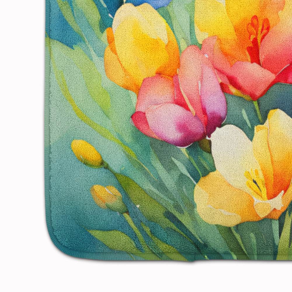 Freesias in Watercolor Memory Foam Kitchen Mat - Loft&Timber