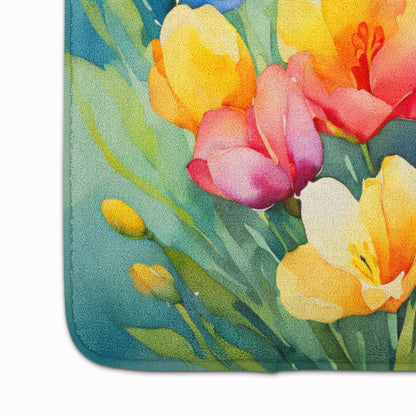 Freesias in Watercolor Memory Foam Kitchen Mat - Loft&Timber