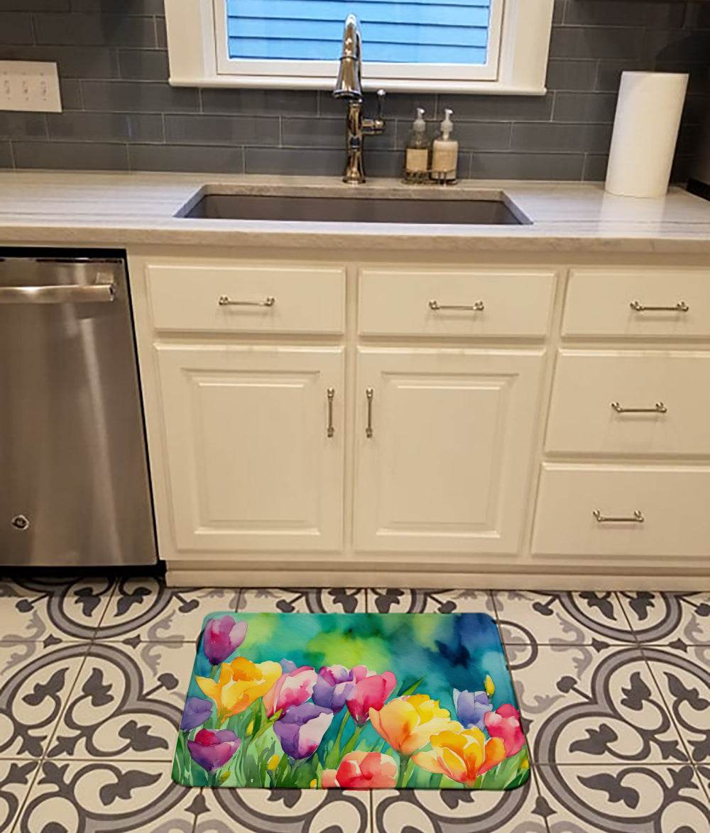 Freesias in Watercolor Memory Foam Kitchen Mat - Loft&Timber