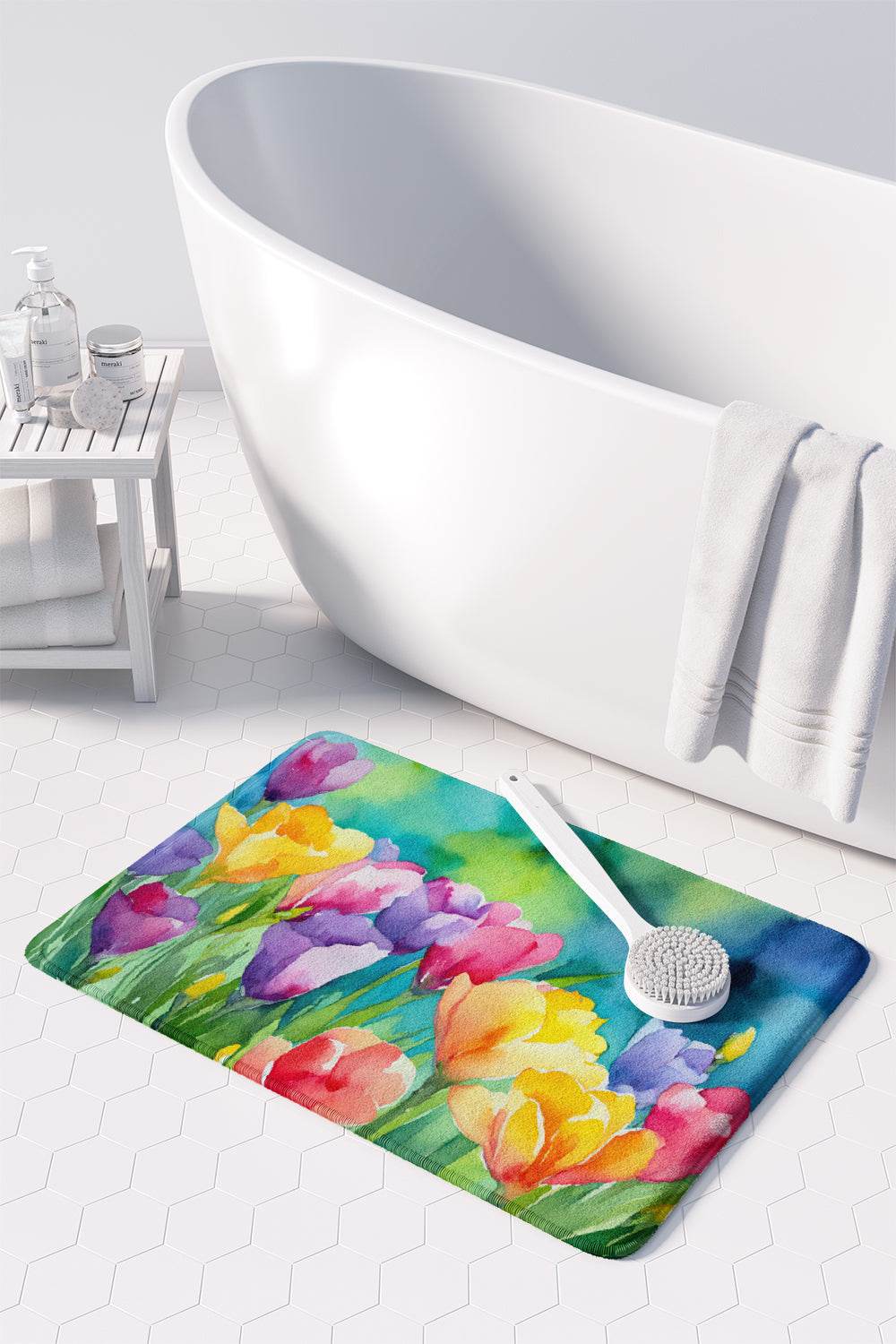 Freesias in Watercolor Memory Foam Kitchen Mat - Loft&Timber