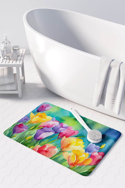 Freesias in Watercolor Memory Foam Kitchen Mat - Loft&Timber