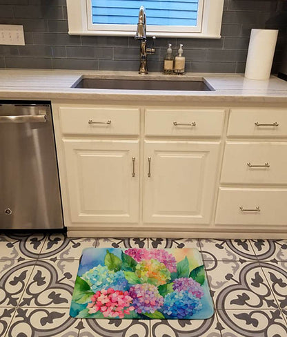 Hydrangeas in Watercolor Memory Foam Kitchen Mat - Loft&Timber