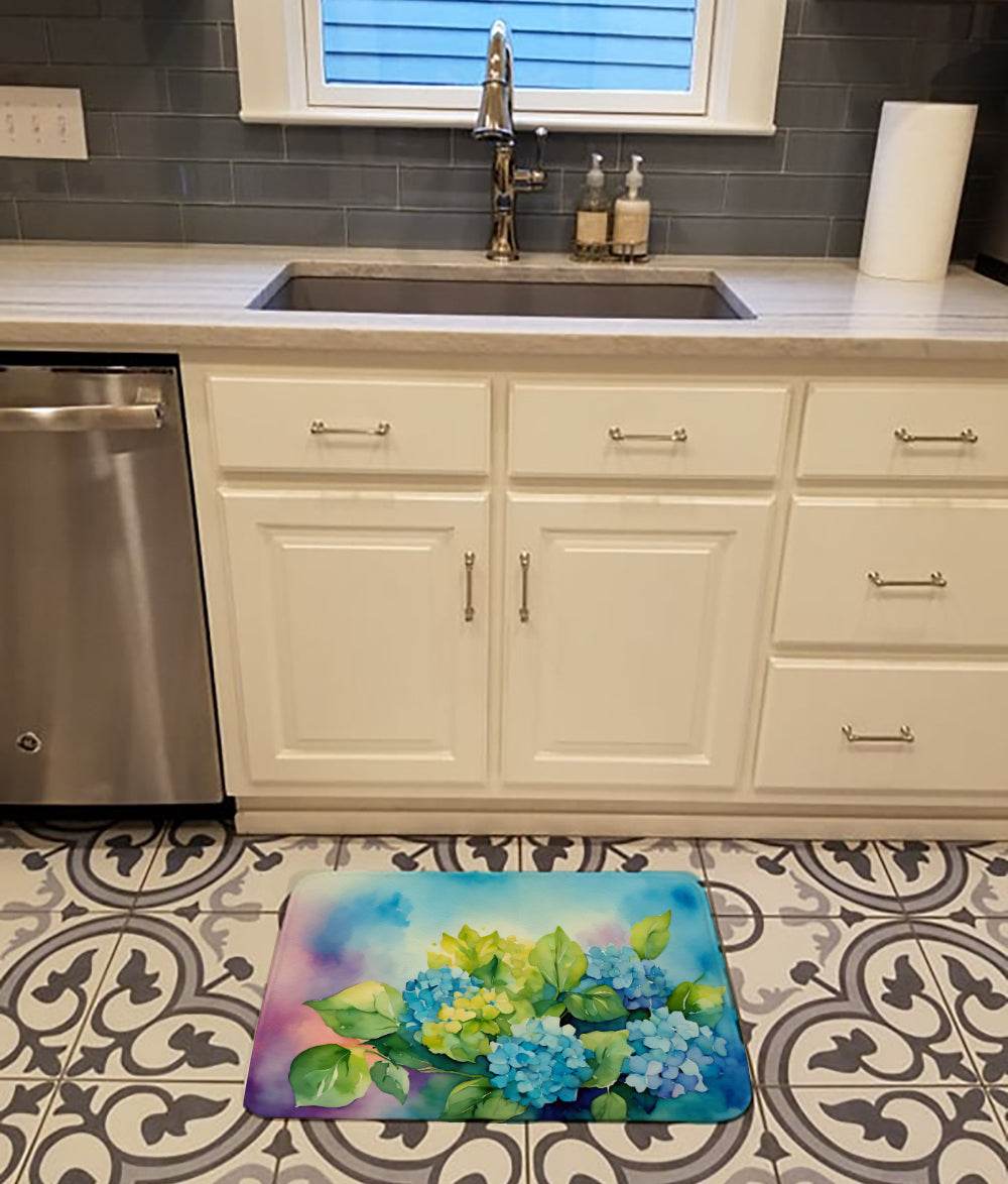 Hydrangeas in Watercolor Memory Foam Kitchen Mat - Loft&Timber