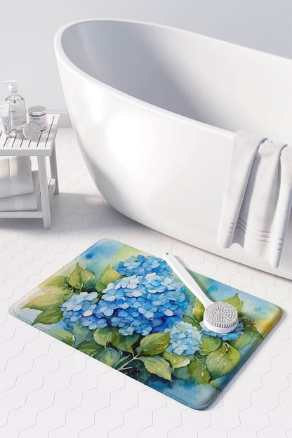 Hydrangeas in Watercolor Memory Foam Kitchen Mat - Loft&Timber