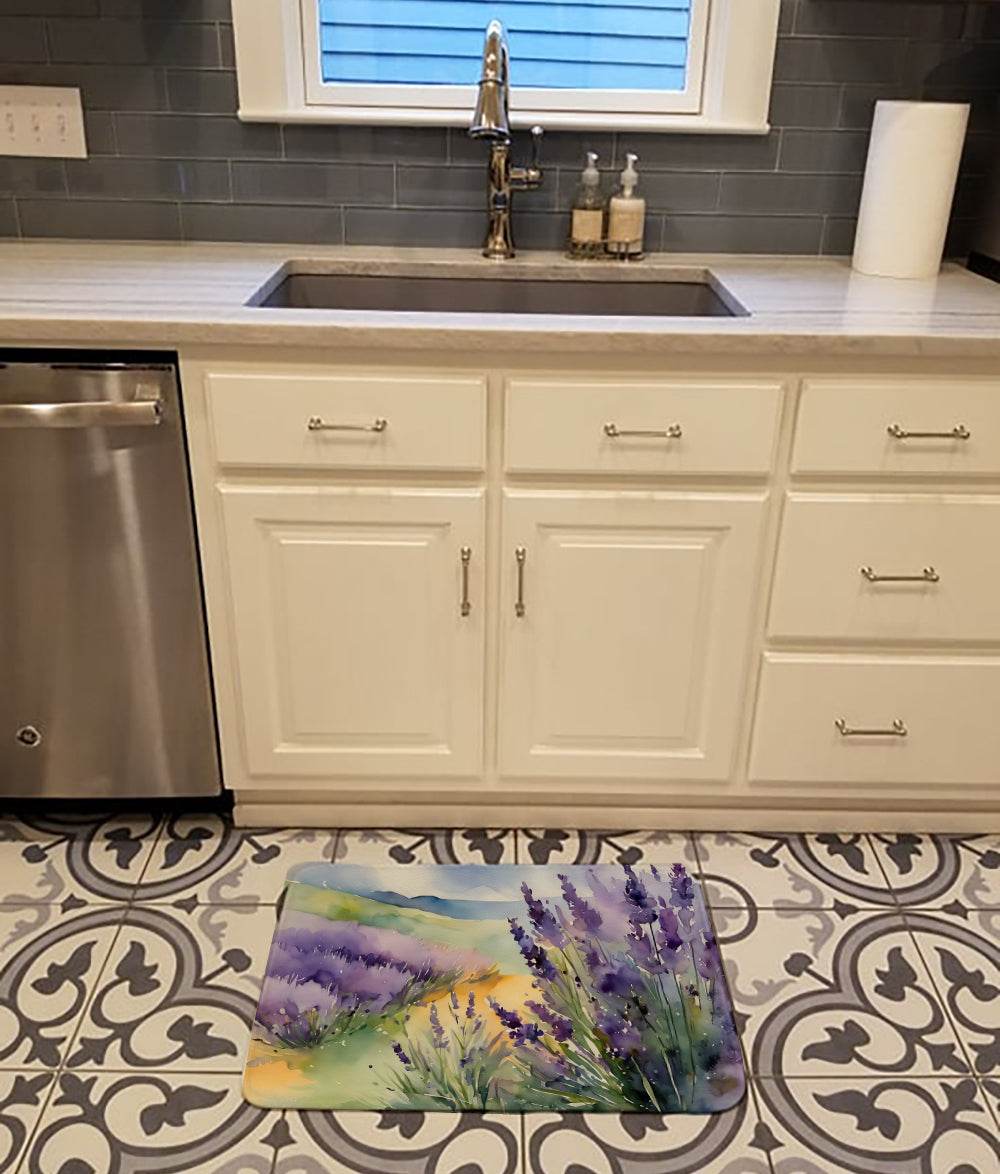 Lavender in Watercolor Memory Foam Kitchen Mat - Loft&Timber