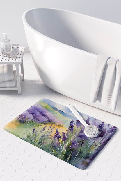 Lavender in Watercolor Memory Foam Kitchen Mat - Loft&Timber