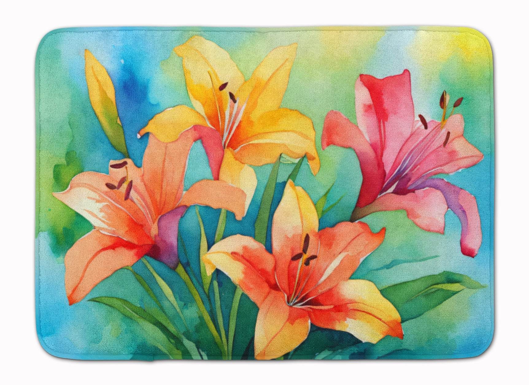 Lilies in Watercolor Memory Foam Kitchen Mat - Loft&Timber