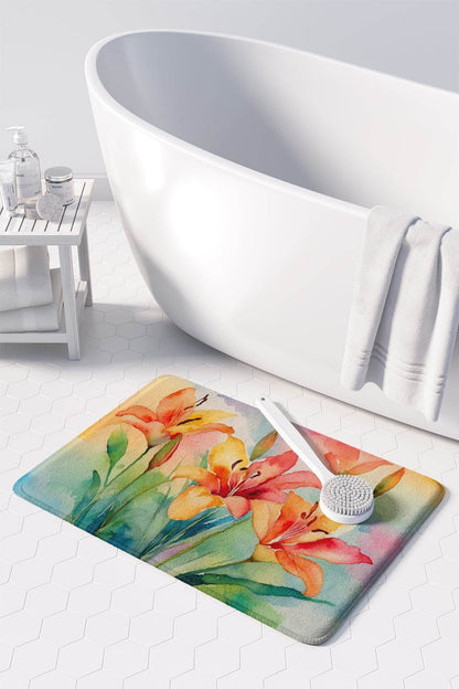 Lilies in Watercolor Memory Foam Kitchen Mat - Loft&Timber