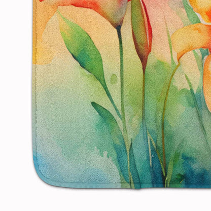 Lilies in Watercolor Memory Foam Kitchen Mat - Loft&Timber