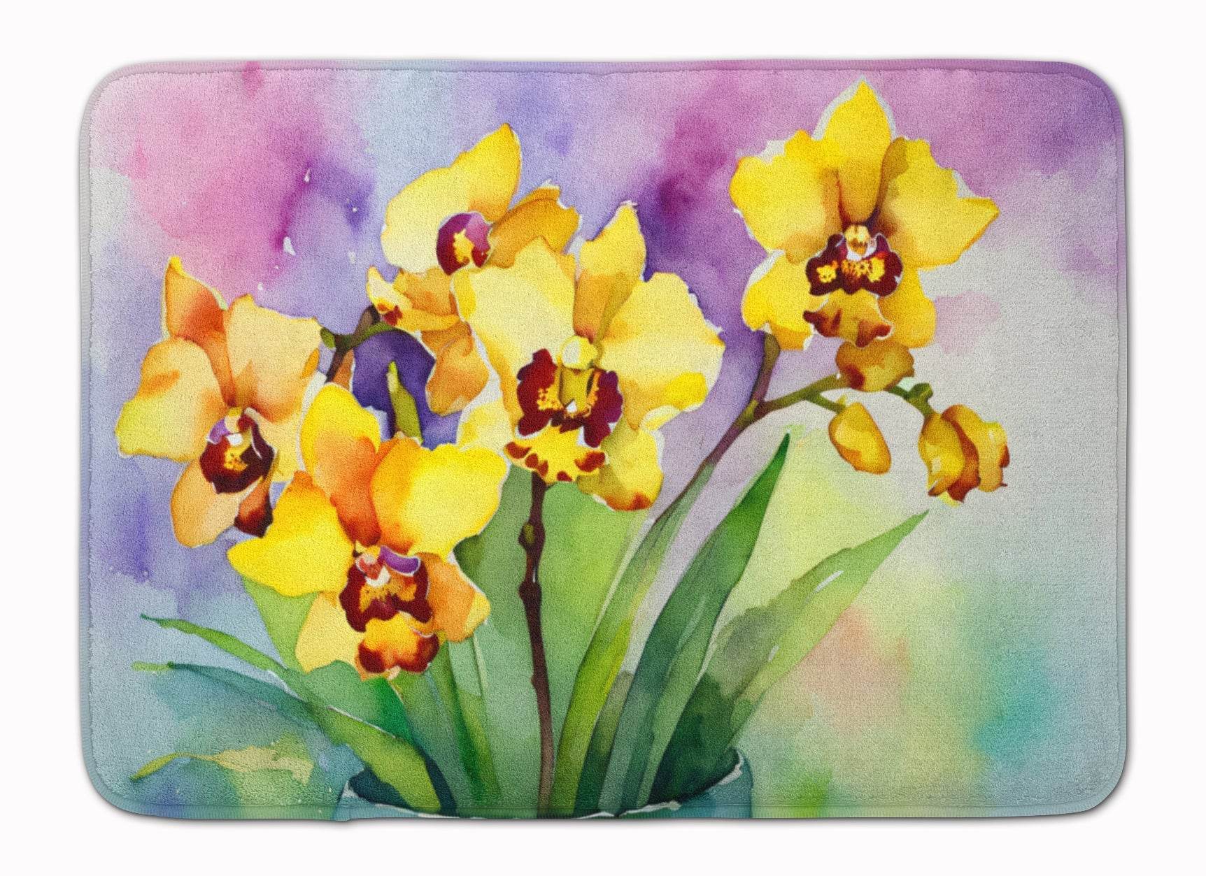 Orchids in Watercolor Memory Foam Kitchen Mat - Loft&Timber