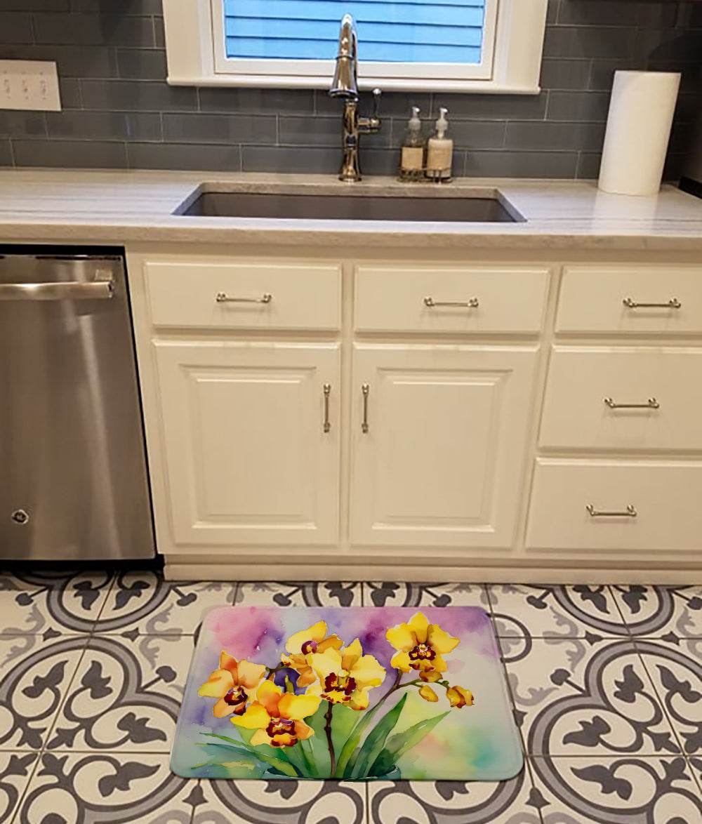 Orchids in Watercolor Memory Foam Kitchen Mat - Loft&Timber