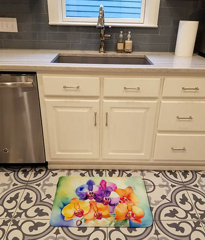 Orchids in Watercolor Memory Foam Kitchen Mat - Loft&Timber