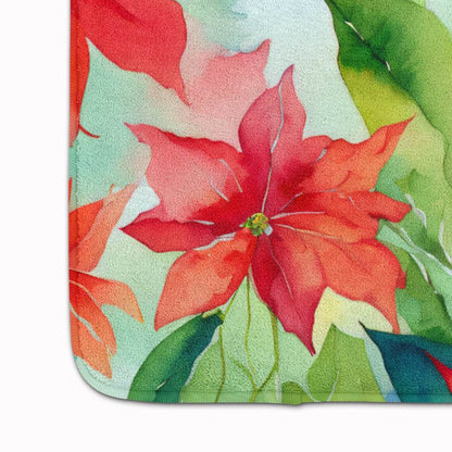 Poinsettias in Watercolor Memory Foam Kitchen Mat - Loft&Timber