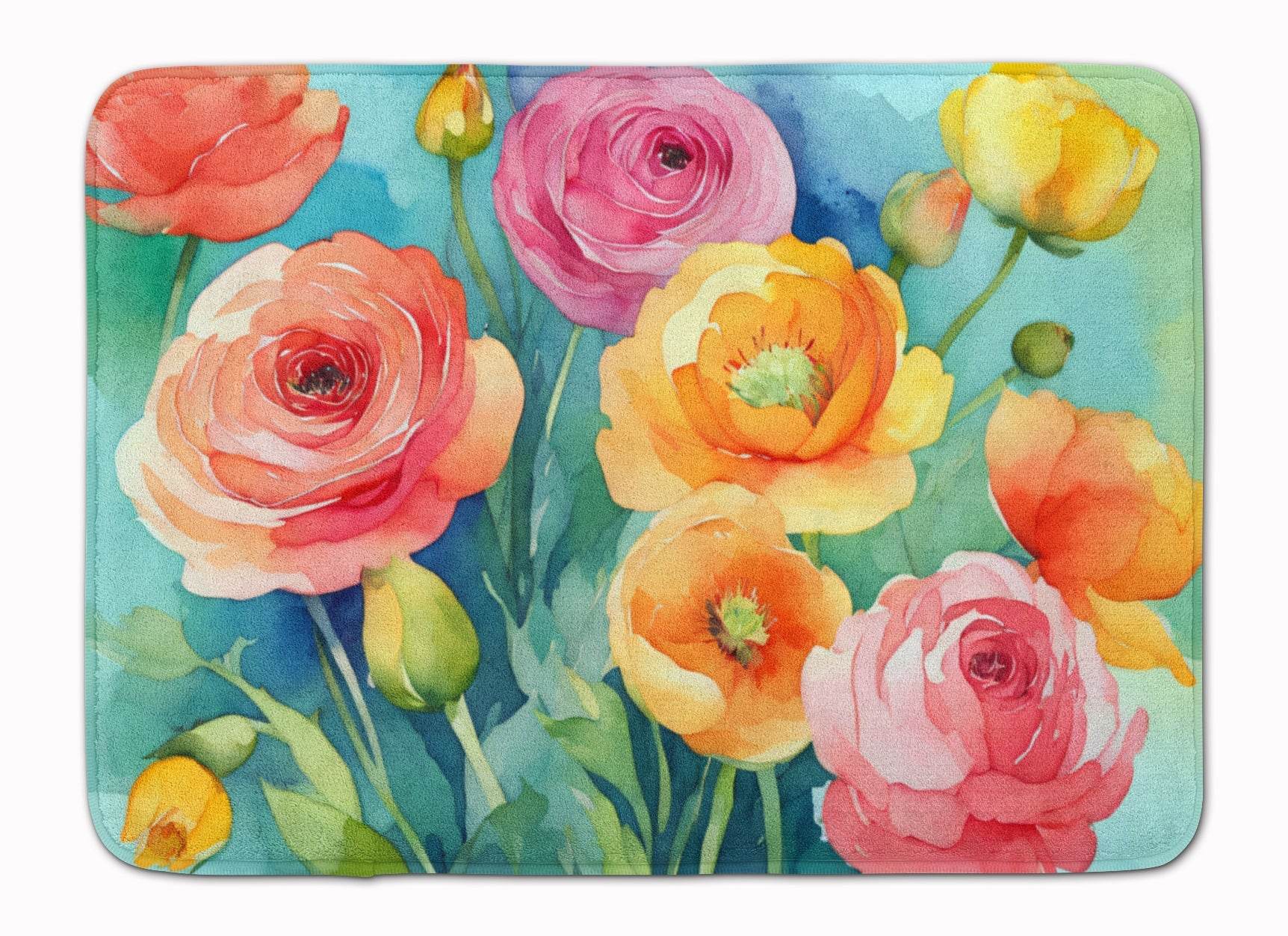 Ranunculus in Watercolor Memory Foam Kitchen Mat - Loft&Timber