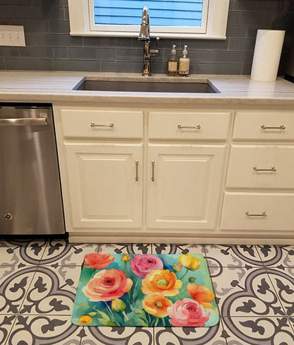 Ranunculus in Watercolor Memory Foam Kitchen Mat - Loft&Timber