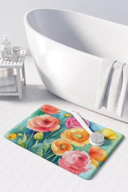 Ranunculus in Watercolor Memory Foam Kitchen Mat - Loft&Timber