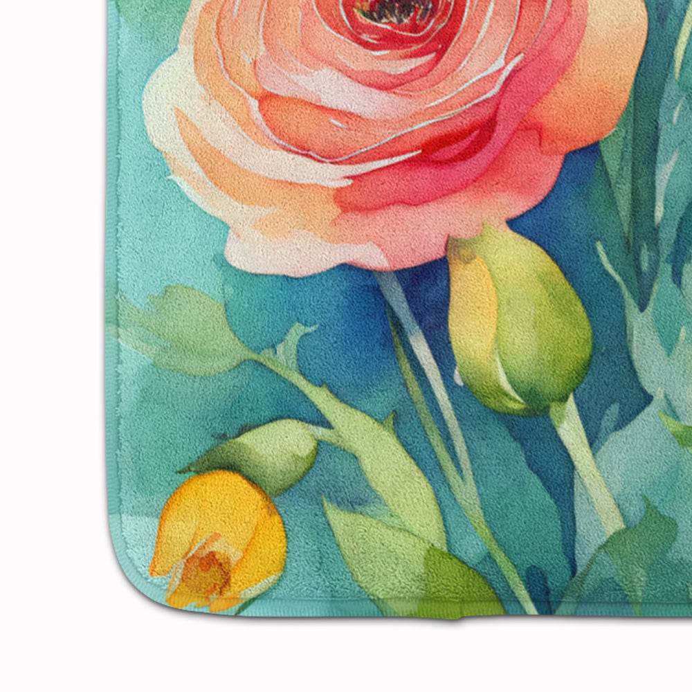 Ranunculus in Watercolor Memory Foam Kitchen Mat - Loft&Timber