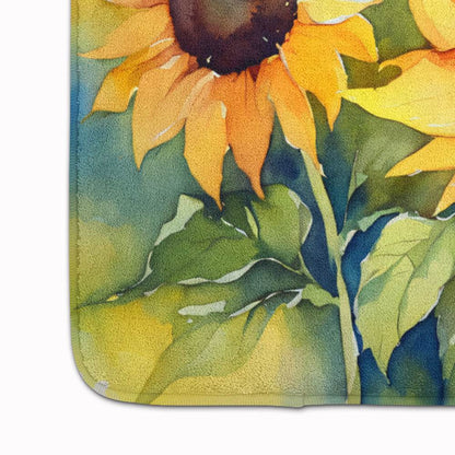 Sunflowers in Watercolor Memory Foam Kitchen Mat - Loft&Timber