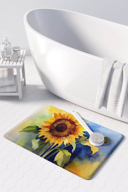 Sunflowers in Watercolor Memory Foam Kitchen Mat - Loft&Timber