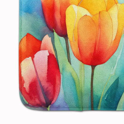 Tulips in Watercolor Memory Foam Kitchen Mat - Loft&Timber