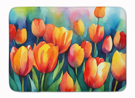 Tulips in Watercolor Memory Foam Kitchen Mat - Loft&Timber