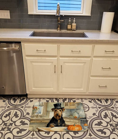 Airedale Terrier Fall Kitchen Pumpkins Memory Foam Kitchen Mat - Loft&Timber